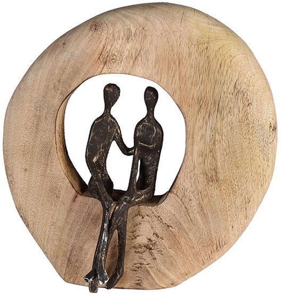 Gilde handwerk Hang Sculptuur Beeld Hout Staal Mooi Stel Bronskleurig