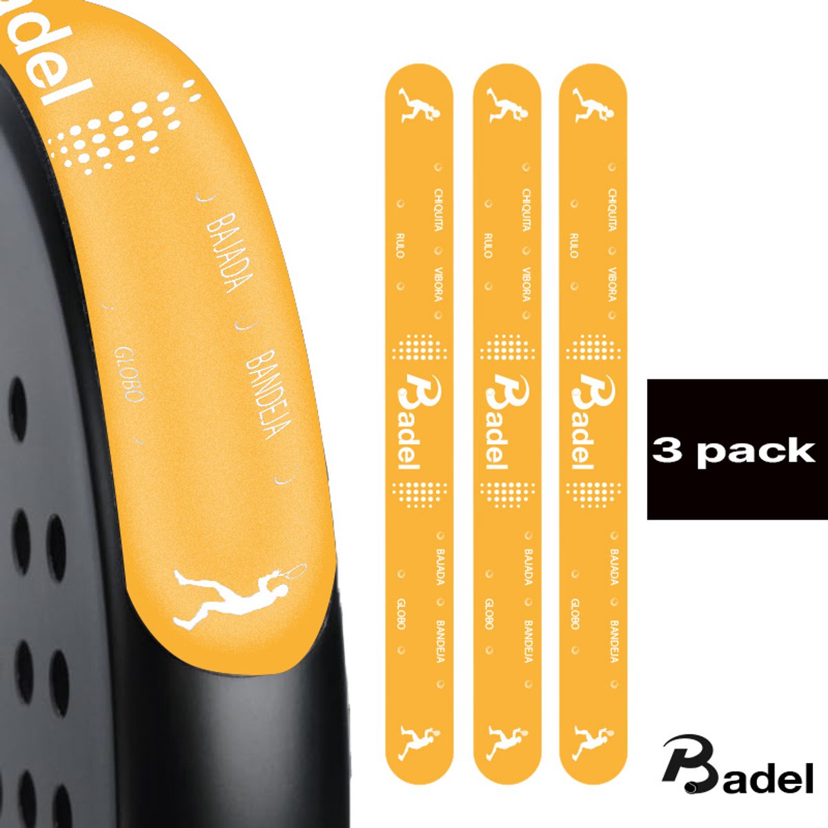 Badel® Padel Protector Sticker – 3 Stuks – Lichtgewicht Frame Bescherming – Geen Invloed op Balans