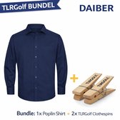 Daiber Overhemd Heren met Lange Mouw (Navy) - Maat 4XL (Inclusief 2 TLRGolf wasknijpers)
