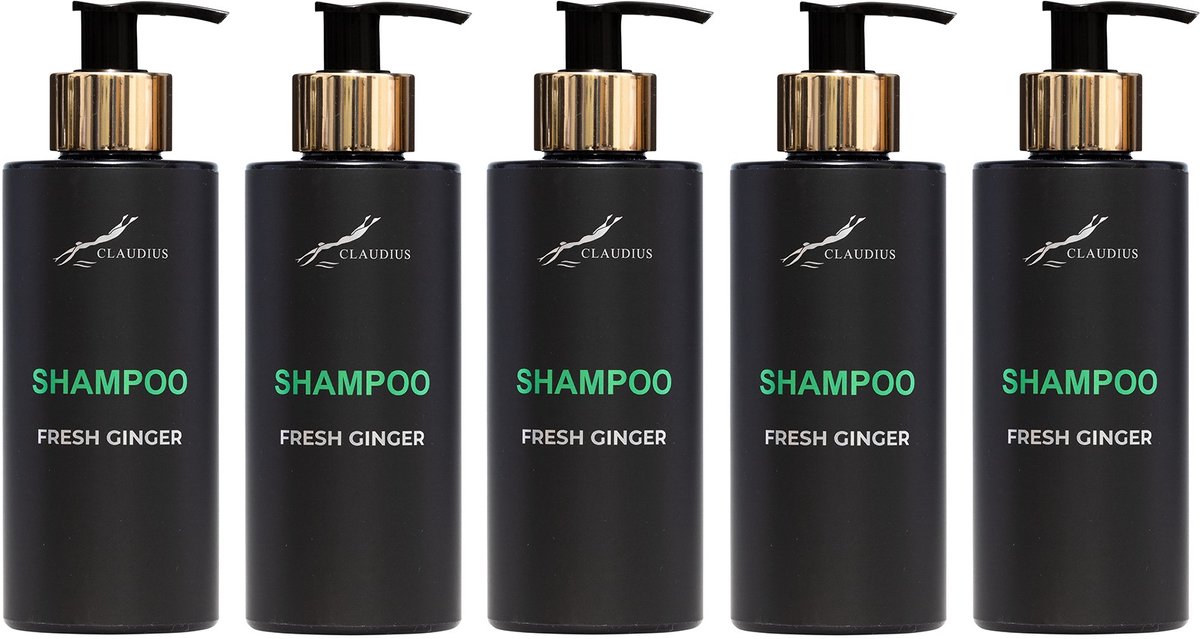 Shampoo Fresh Ginger 300 ml - gouden pomp - 5 stuks