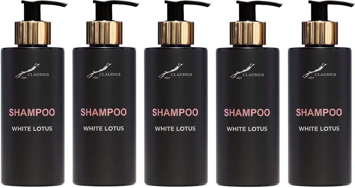 Shampoo White Lotus 300 ml - gouden pomp - 5 stuks