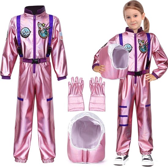 Kinder Astronaut Kostuum Meisjes Ruimtepak met Helm en Handschoenen voor Verkleedpartijen