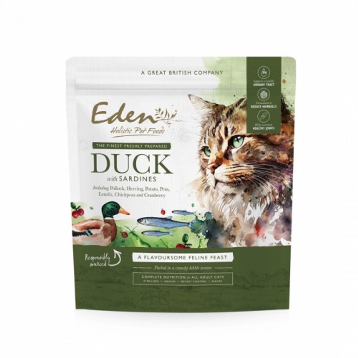 Eden Eden Holistic Pet Foods Kattenvoer - Eend met Sardientjes - Duck with Sardines - voor alle volwassen katten