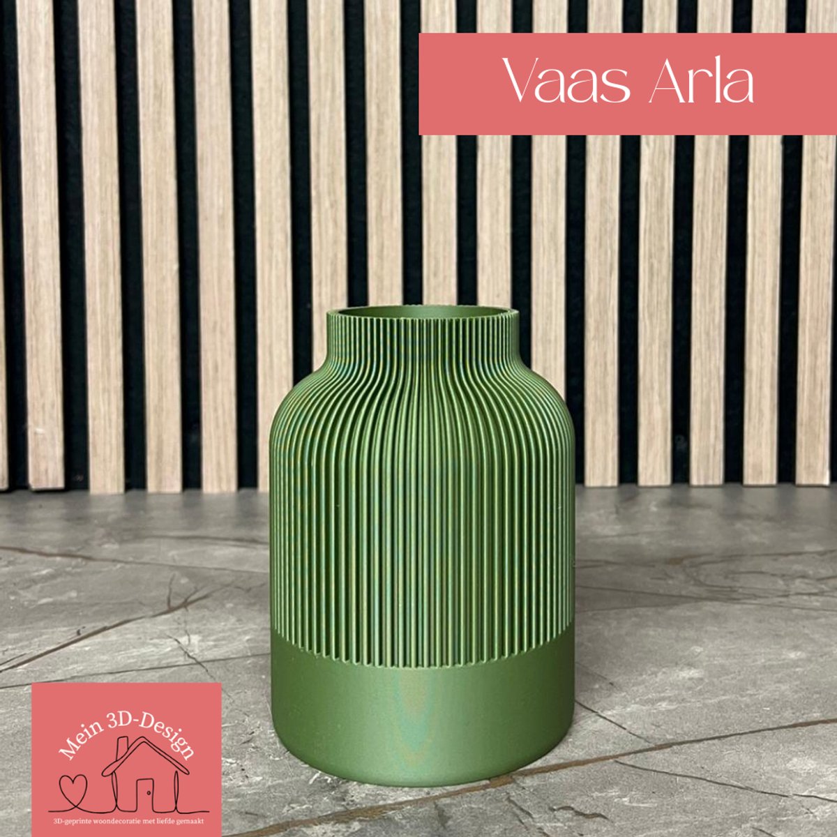 Vaas Arla - Japandi style - 3D geprint - Kunstbloemen - Legobloemen