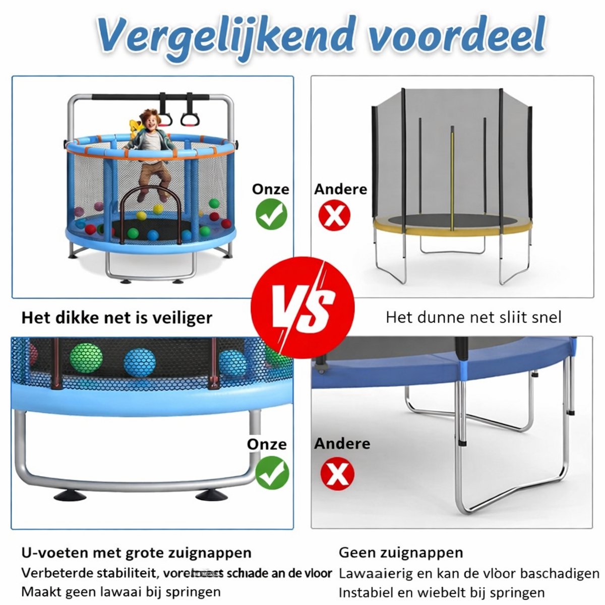 Multifunctionele Trampoline Ø150 cm-Basketbalring-Ringleuning- Ophangringen en hangmat-Draagvermogen 150 kg-Blauw – foto 3