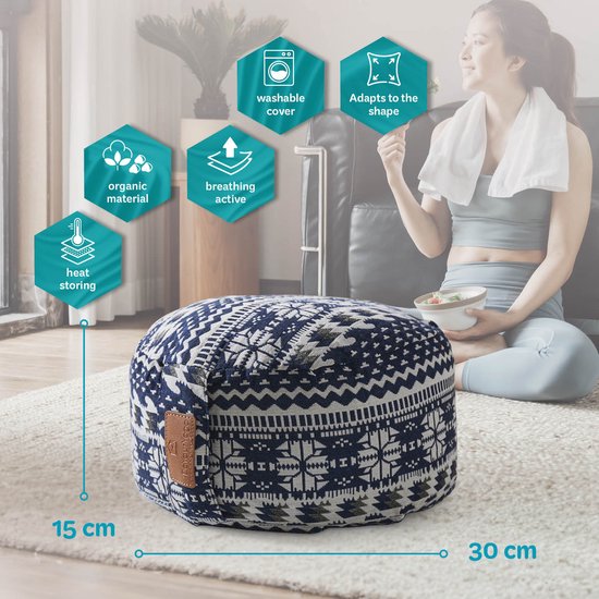 #DoYourYoga - Yoga kussen - »Vishnu« - rond meditatiekussen met bio-organische boekweit schalen vulling - H:15cm, diam.30cm - Style (1) van #DoYourYoga — afbeelding 3