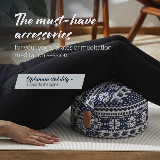 #DoYourYoga - Yoga kussen - »Vishnu« - rond meditatiekussen met bio-organische boekweit schalen vulling - H:15cm, diam.30cm - Style (1) van #DoYourYoga — afbeelding 4