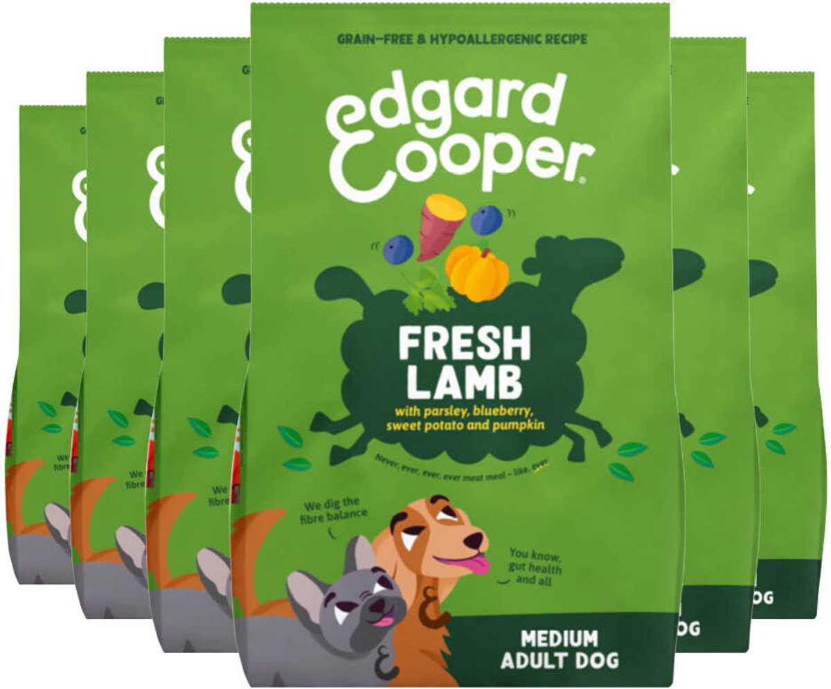 Edgard & Cooper Edgard & Cooper Hondenvoer Droog Lam Medium - 6 x 1 kg - Voordeelverpakking