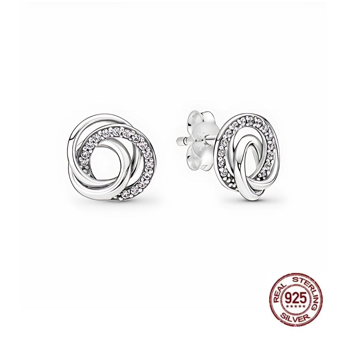 Oorbellen - 925 sterling zilver - silver - zirkonia - 3 cirkels - familiebanden