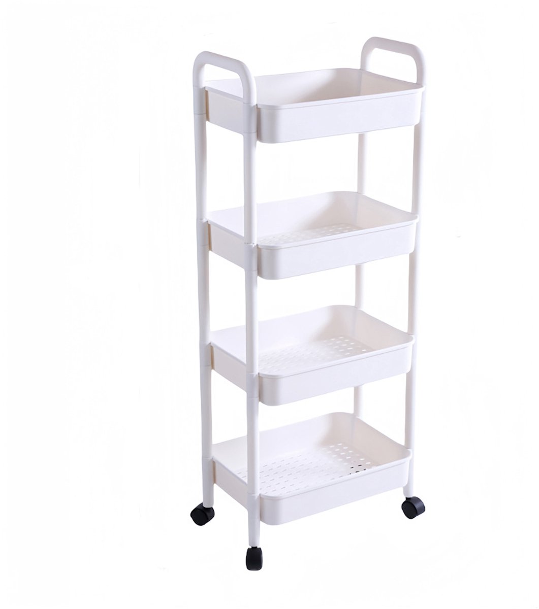 Decopatent - Smal Keukenrek opbergrek 4 laags op Wieltjes met Vakken - Smalle kast - Keukentrolley met wielen - Badkamer - Nisrek - Afm: 42 x 27.5 x 103 Cm