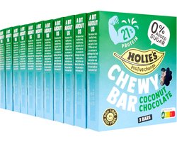 Holie's Chewy bar Coconut Chocolate 3 repen - reep - suikervrij - gezond - vegan - 11 pack