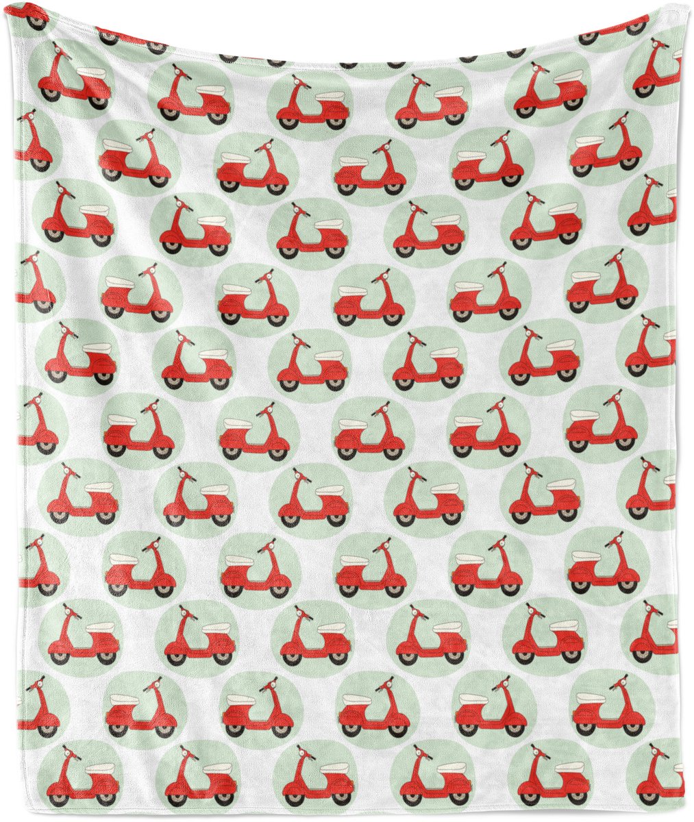 ABAKUHAUS Motorfiets Zachte Flanellen Fleece Deken, Cartoon Scooters, Gezellige Pluche Plaid, 125 x 175 cm, Lichtgroen Vermiljoen