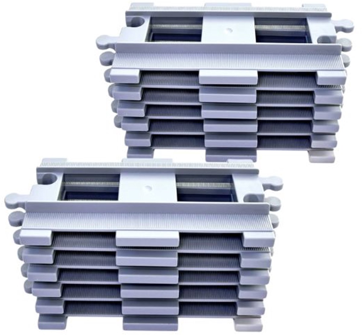 Uniblocks - Treinrails Recht - Lichtgrijs - 12 stuks - universele trein spoor rails - compatibel met duplo