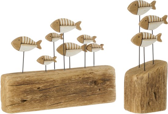 J-Line Poisson sur Base - bois - naturel/blanc - large
