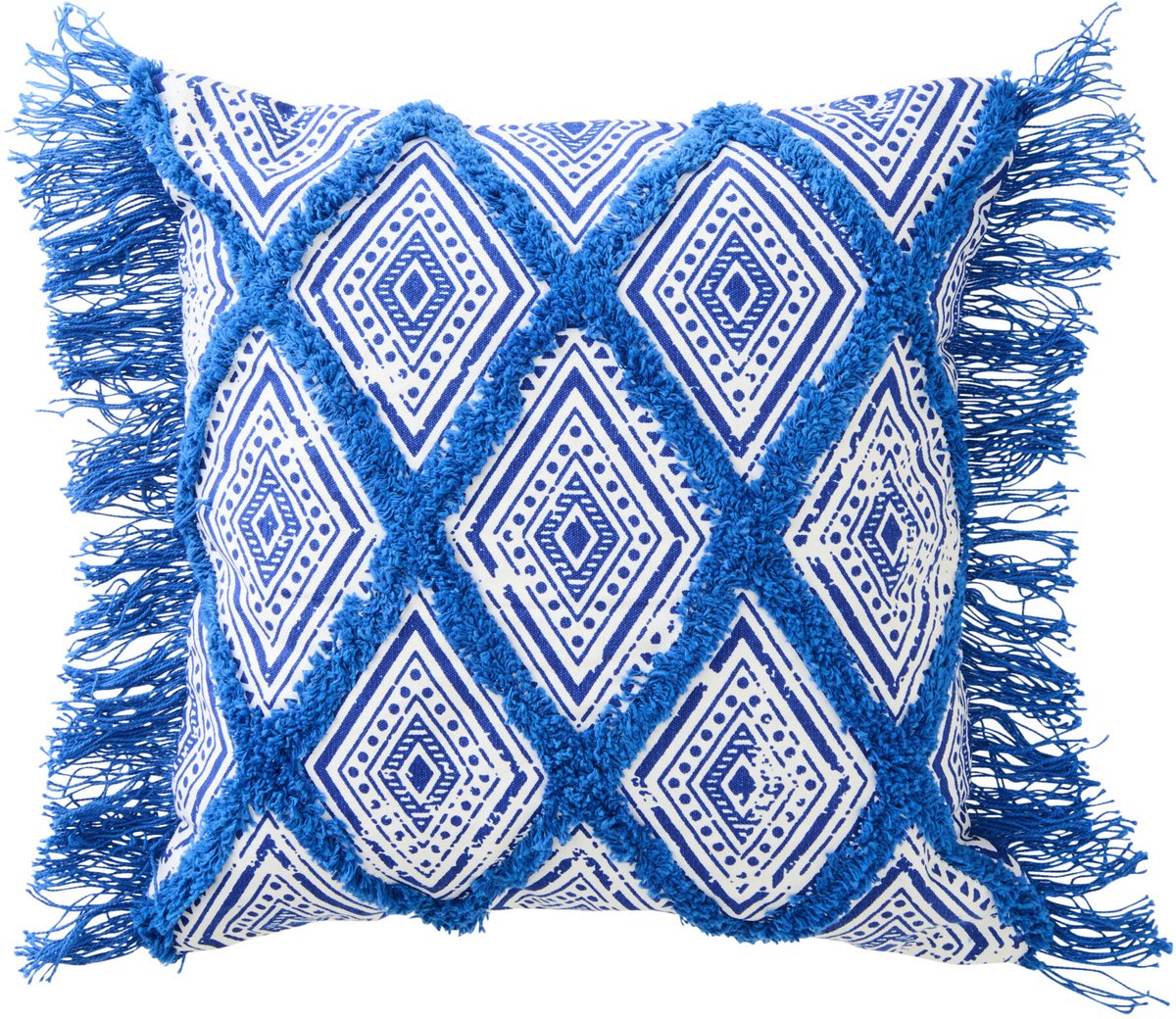 J-Line kussen Oosters Patroon - katoen - blauw/wit