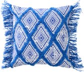 J-Line kussen Oosters Patroon - katoen - blauw/wit