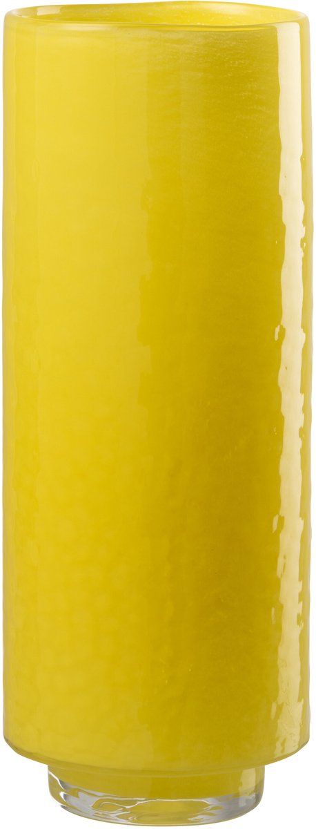 J-Line vaas Cilinder Reliëf - glas - geel - large