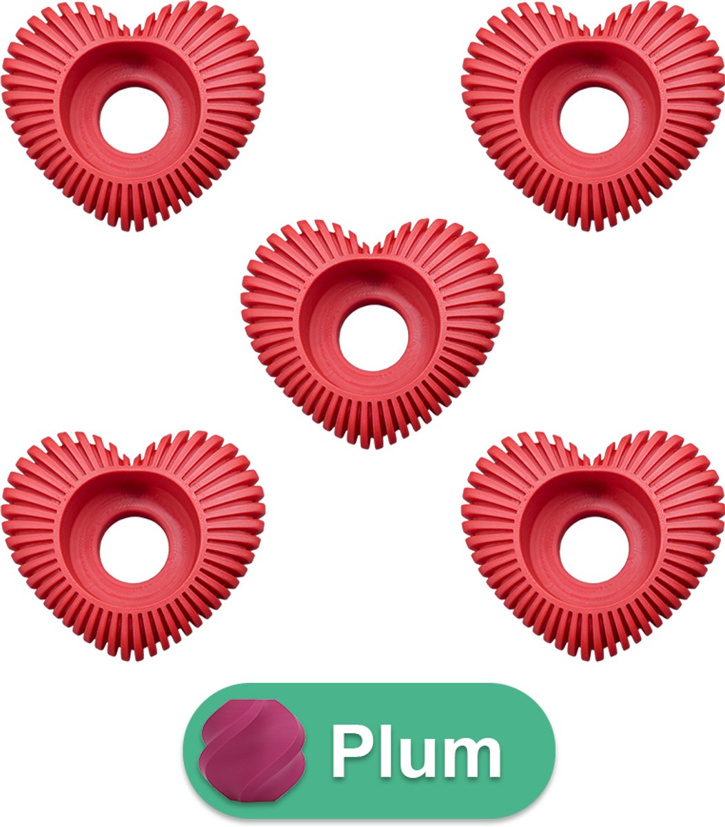 Lovora Waxinelichthouder Hart Gestreept - Plum - 3d geprint - Geschikt voor LED waxinelichtjes – Moderne woonaccessoire – Stijlvolle waxinelichthouder - 5 stuks