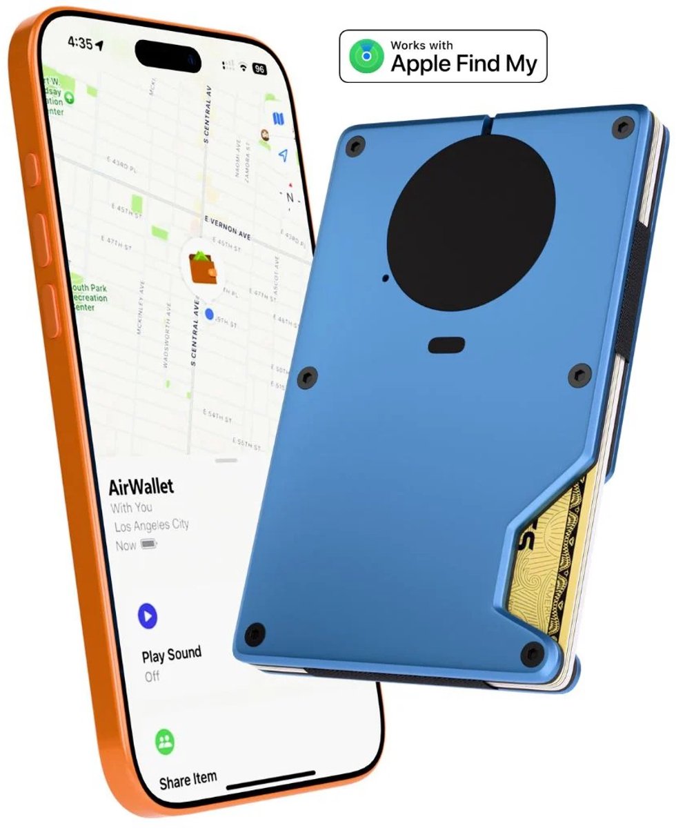 Premium Pasjeshouder - GPS Tracker - Locatie Tracker - Werkt met Apple Find My - 12 Pasjes - RFID Kaarthouder Mannen & Vrouwen met Portemonnee - Vervangbare batterij
