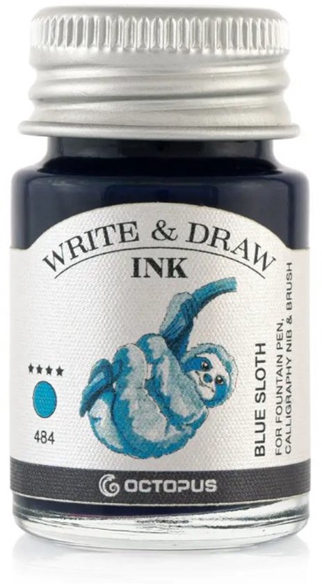 Octopus Inkt Glazen dip pen set in doosje - Blauw - Potje Octopus inkt blauw-blue ...