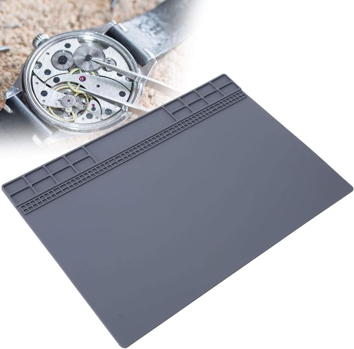 Allecto - Horloge Reparatie Accessoire - Siliconen - Watchmaker Mat - Horlogemaker - Reparatie Gereedschap - Geschikt voor Horloge Reparatie Pad - Zwart