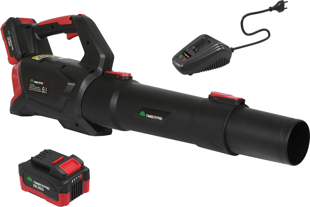TIMBERPRO - Bladblazer op batterij 20V (incl. 2A batterij en lader), compatibel met batterijen Makita, Dewalt, Milwaukee