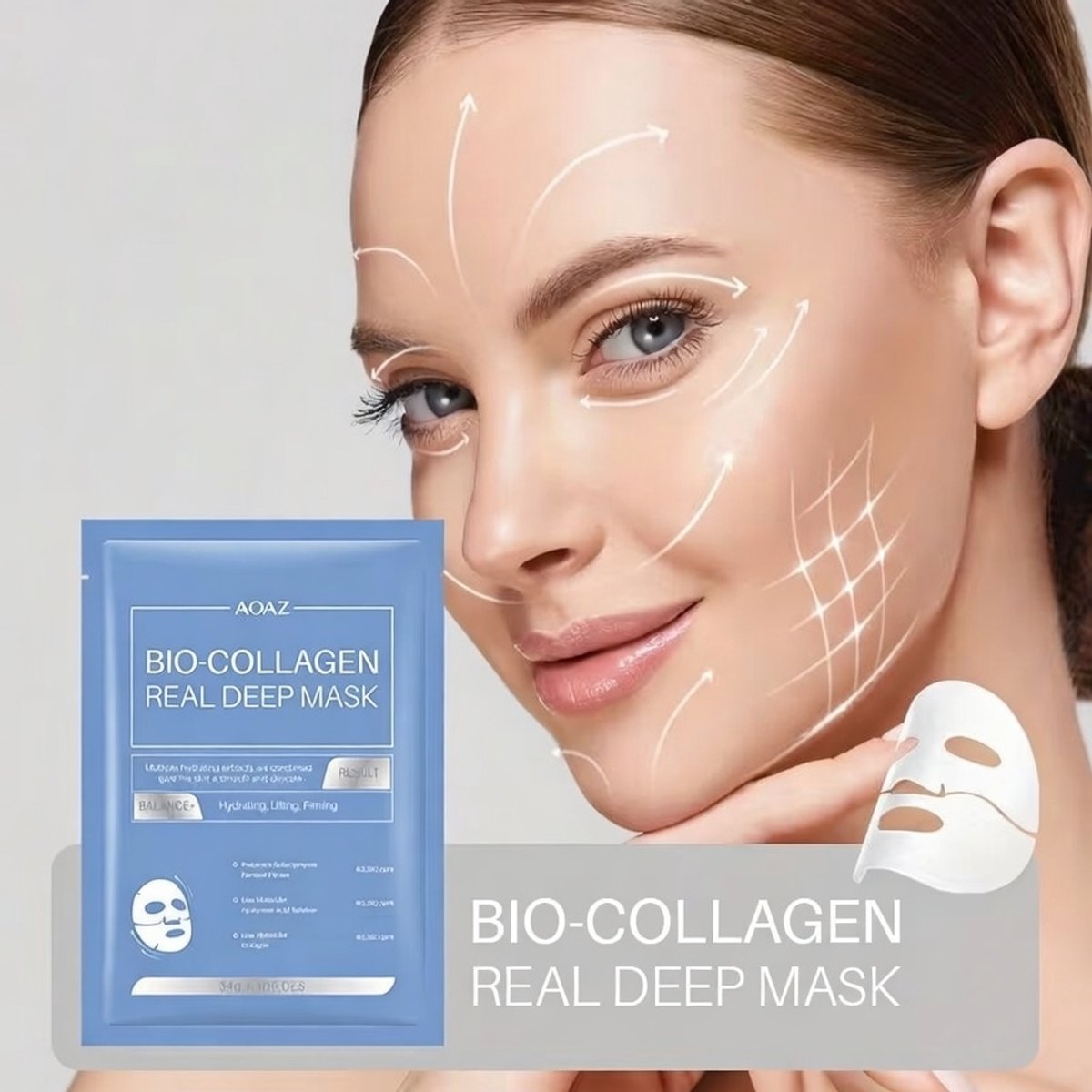 Bio-Collageen Real Deep Mask Blue - Korean Skinmasker - Balance+ Hydrating & Firming - Met Hyaluronzuur & Probiotica