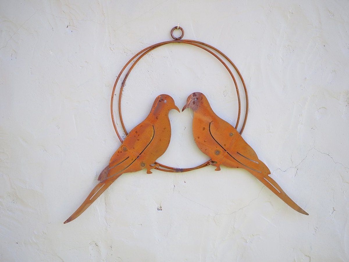 Romantische ecoroest hanger met vogeltjes/duifjes