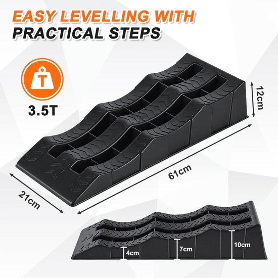 Zwart Level Pads 2 Stuks Antislip Onderlegplaten voor Caravan, Camper of Trailer Groot en Weerbestendig — afbeelding 3
