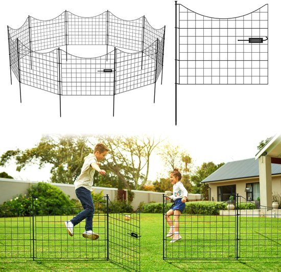 10X Clôture de bassin Portail de jardin Clôture en osier Clôture de jardin Clôture grillagée Freilingen Métal Arc inférieur Zwart