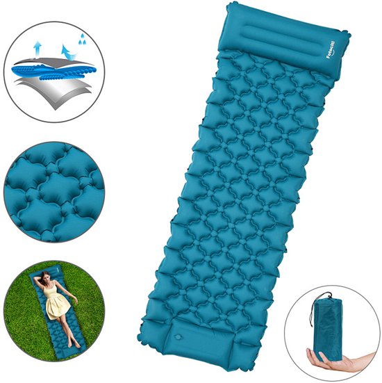Camping slaapmat 12 cm met geïntegreerde voetpomp, compacte opblaasbare mat voor reizen van Camping — afbeelding 3