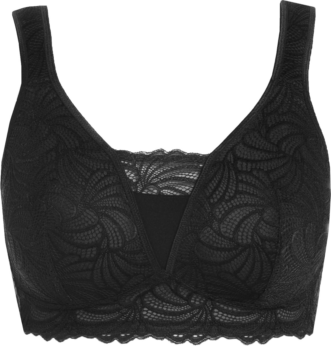 Ulla Popken - Dames - Bralette kant zonder beugel - Zwart - Maat 85F