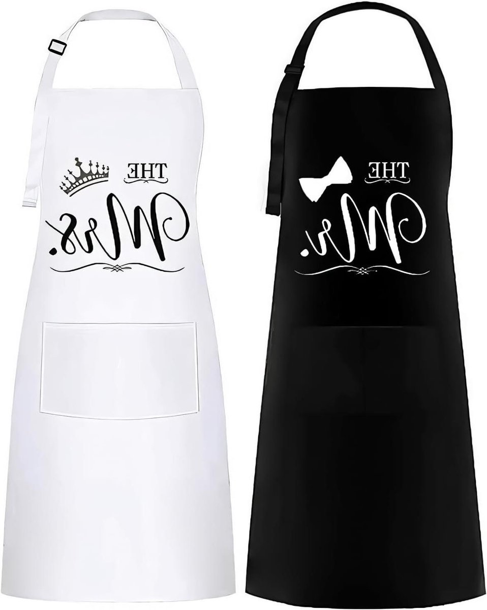 Mr & Mrs schorten met zakken voor bruiloft cadeau - waterdicht en veelzijdig te gebruiken