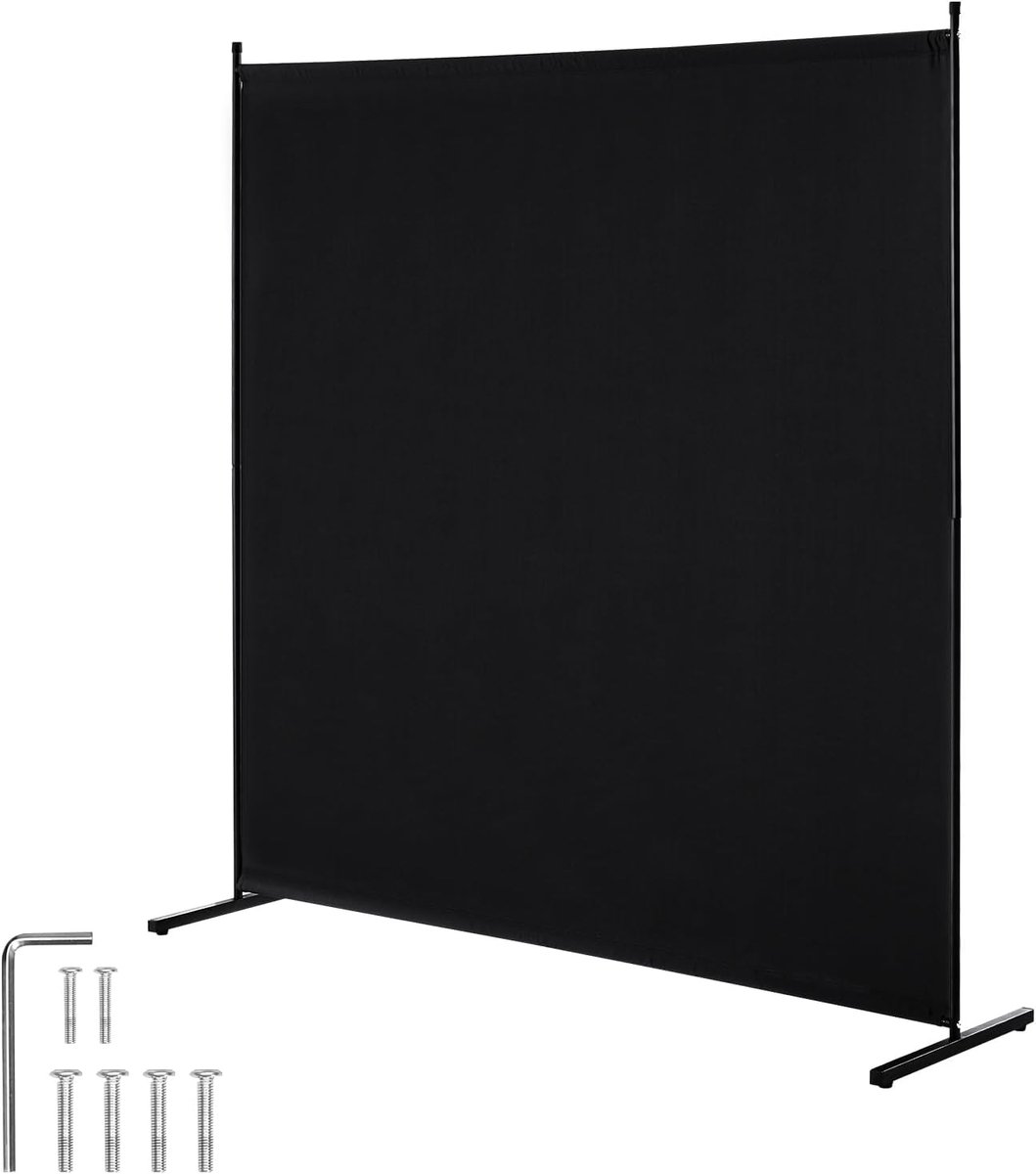 Famanu Kamerscherm - enkele paneel roomdivider - indoor privacy scherm - vrijstaand - voor kantoor en huis ZWART