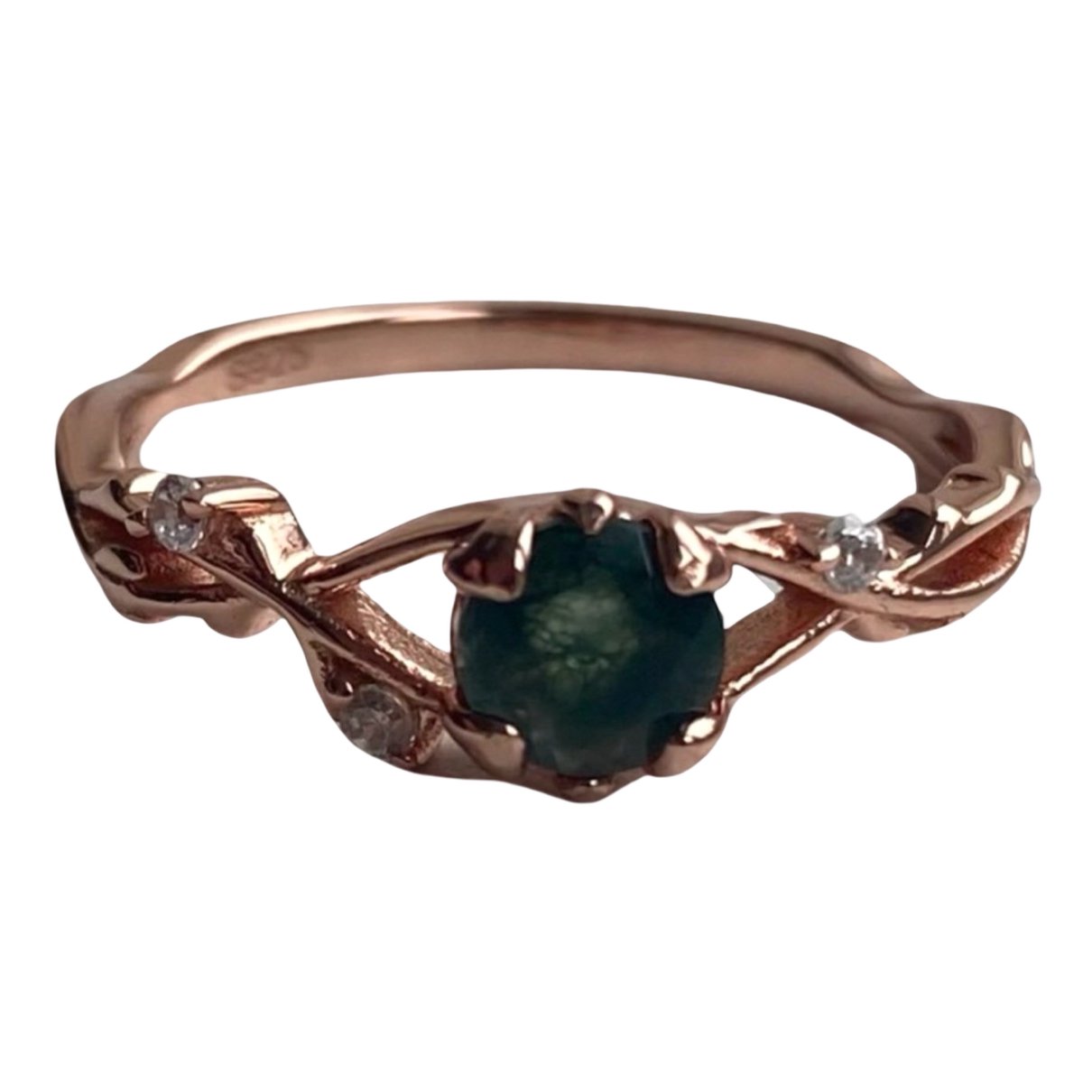 Mos agaat ring/rosé plated/maat 51/Bling-it