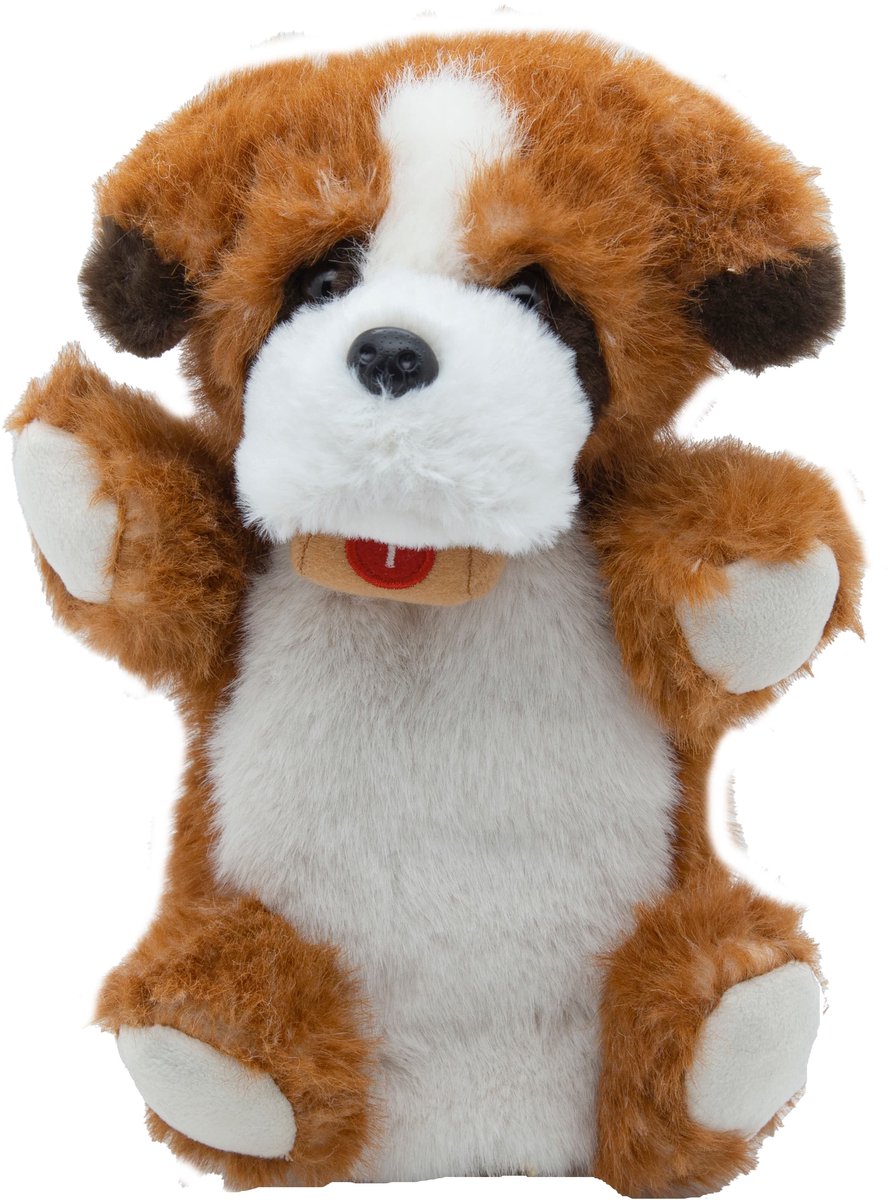 Cute since 1999 - Knuffel handpop St. Bernard - Dier knuffel - Handpop voor poppenkast - 20cm