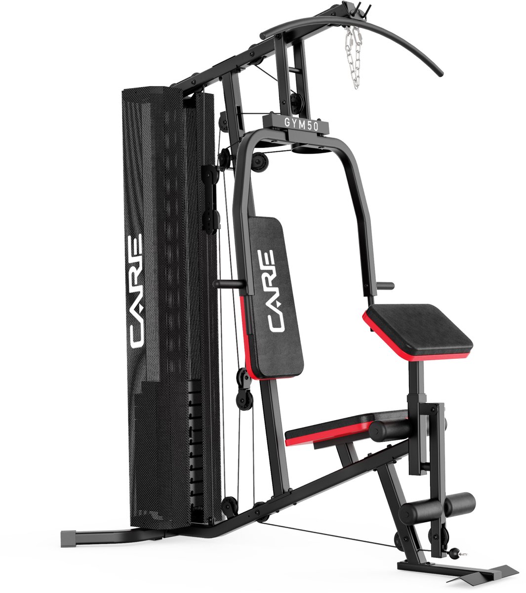 CARE GYM 250-2 - Krachtstation - Maximale belasting 60 kg - 7 accessoires inbegrepen - Afneembare preacher curl - Voor thuisgebruik