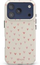 VivaLora Tough Telefoonhoesje iPhone 17 Pro met MagSafe - Hartjes Print - Love Confetti - 2-in-1 Phone Case - Hard Case & Siliconen Backcover - Extra Bescherming - Shockproof Cover - Roze