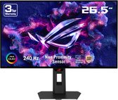 ASUS ROG Strix OLED monitor met 26,5-inch scherm. Gemaakt met 3e-generatie OLED technologie, 240Hz, Neo Proximity Sensor, TrueBlack Glossy, en 3 jaar garantie.