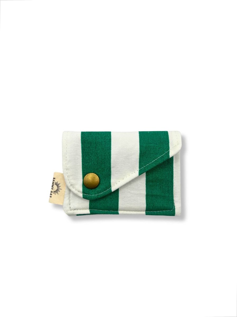 Portemonnee - Groen gestreept - Mini portemonnee dames - Portefeuille dames - Duurzaam cadeau - Cadeau voor vrouwen verjaardag - Cadeau voor haar - Cadeau voor vriendin - Handmade cadeau