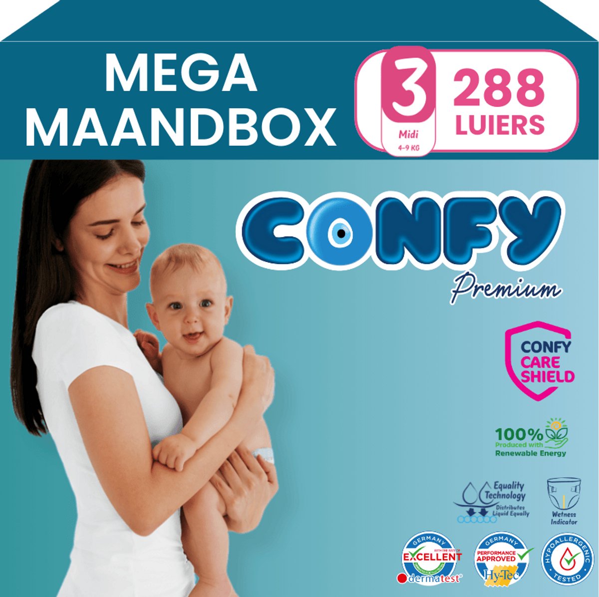 Confy Premium luiers maat 3 | 288 stuks