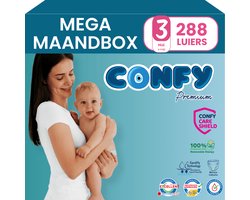 Confy Premium - Luiers Maat 3 (4-9kg) - 288 Luiers - Mega MaandBox