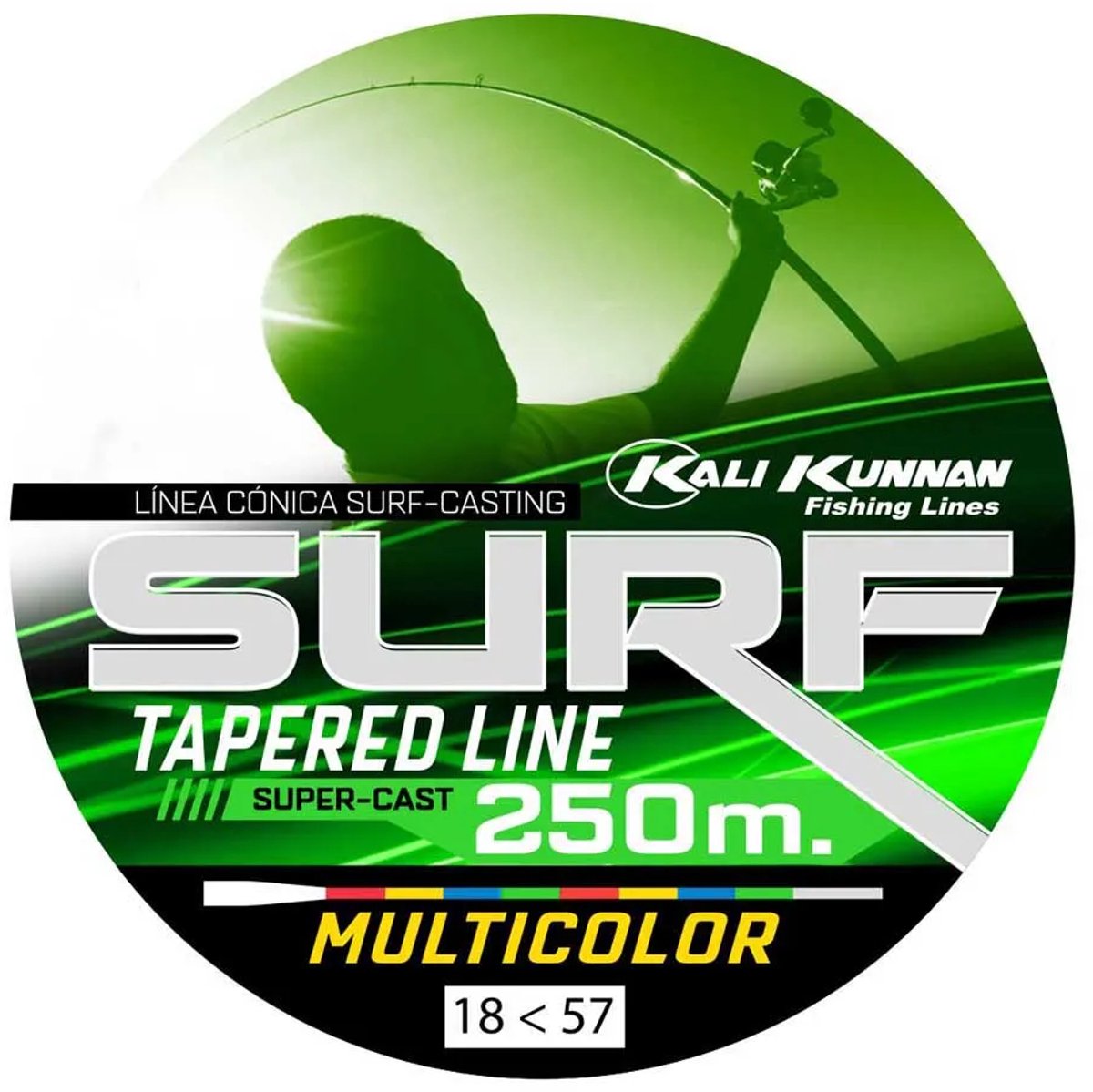 Kali Kunnan Surf Taps Toelopende Onderlijn 250 M Groen 0.200-0.620 mm