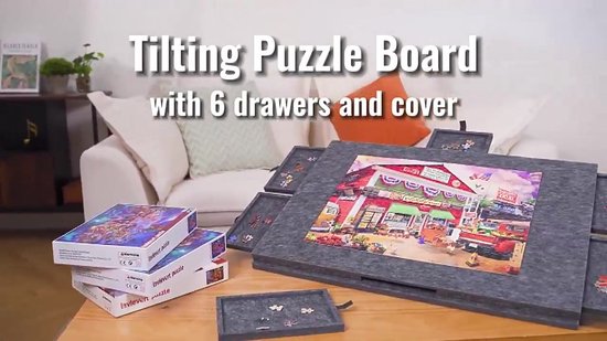 MIRO® Puzzeltafel Deluxe 1000 Stukjes - Inclusief Opbergtas - Puzzelmap met 6 Sorteerlades - Puzzelmat - Puzzelbord - Kantelbare Standaard - Portapuzzel - Zwart