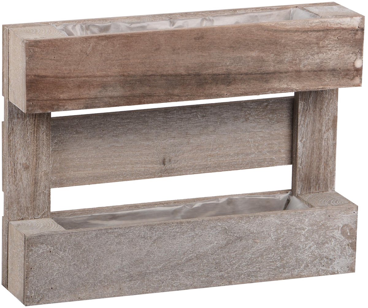 UNUS® Wandplantenbak pallet hout met kunststof inzet 40 cm grijs