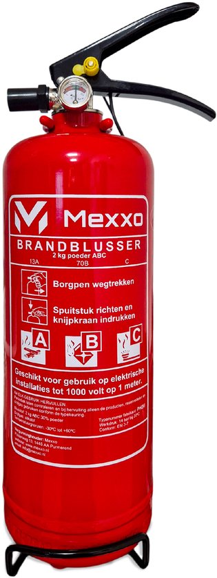 Brandblusser 2 kg ABC – Met wandbeugel & keuringssticker -...