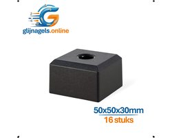 16 STUKS PREMIUM AANSCHROEFVOETEN ZWART 50x50 mm – Vierkante Meubelpoten en Meubelvoeten – Meubelverhogers voor Bank, Kast & Tafel – Kunststof Voeten om Meubels te Ophogen – Beschermt tegen Vocht & Slijtage – Binnen & Buiten geschikt – Incl Schroeven