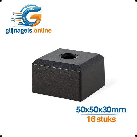 16 STUKS PREMIUM AANSCHROEFVOETEN ZWART 50x50 mm – Vierkante Meubelpoten en Meubelvoeten – Meubelverhogers voor Bank, Kast & Tafel – Kunststof Voeten om Meubels te Ophogen – Beschermt tegen Vocht & Slijtage – Binnen & Buiten geschikt – Incl Schroeven