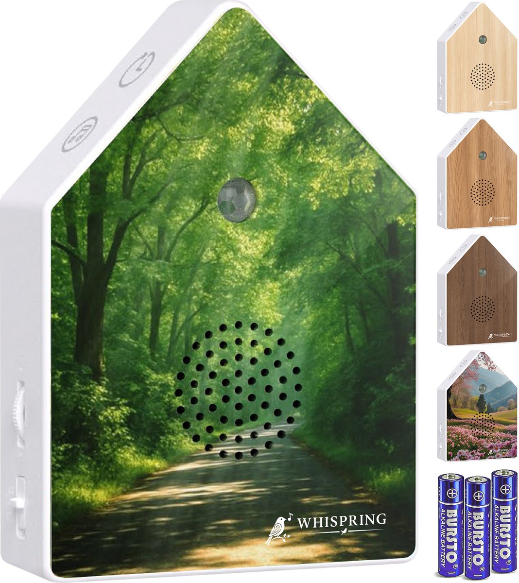 Whispring® Vogelhuisje met Geluid - Met Bewegingssensor - Nature Box - Vogelgeluiden Huisj