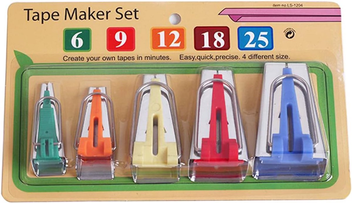 Set van 5 Bias Tape Makers voor Naaien en Quilten - Diverse Maten
